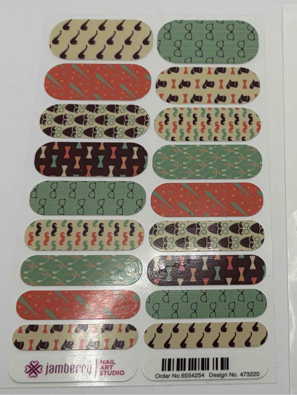 Jamberry Nail Wraps — Mint, Coral, Cream, Brown